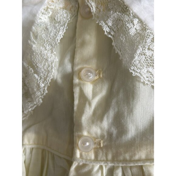 Vintage NANNETTE Pale Yellow Embroidered Butterflies Sheer Baby Dress Lace USA - Picture 8 of 14